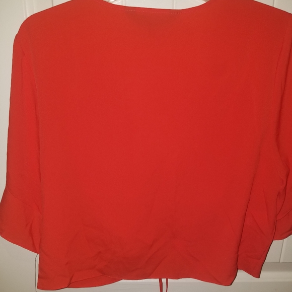 🆕 RACHEL ROY red orange ruched bell sleeve top size xl - Picture 6 of 6